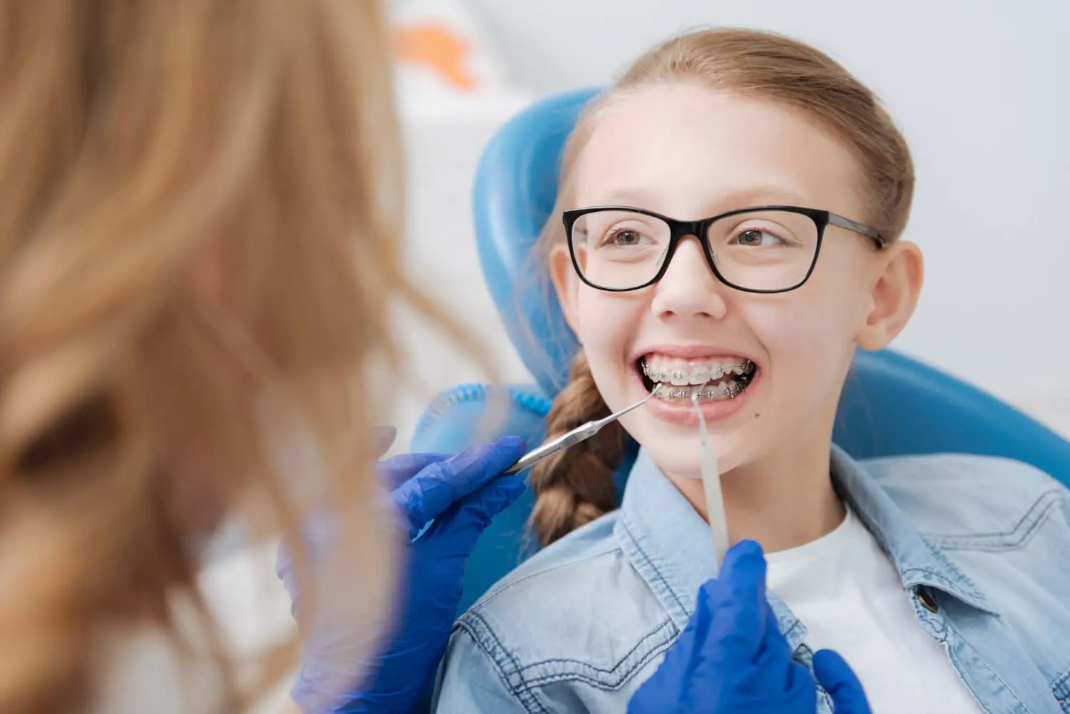 The young patient ready for the check-up dental braces with top-rated children's orthodontist at Koerich Orthodontics in Charlotte, Indian Trail and Monroe, NC.